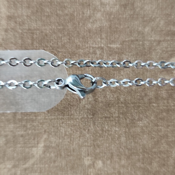 Sea glass wire wrapped necklace, aqua and silver - Picture 3 of 4